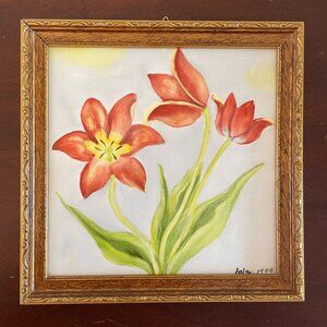 1974 Tulips - Framed Porcelain Art Tile